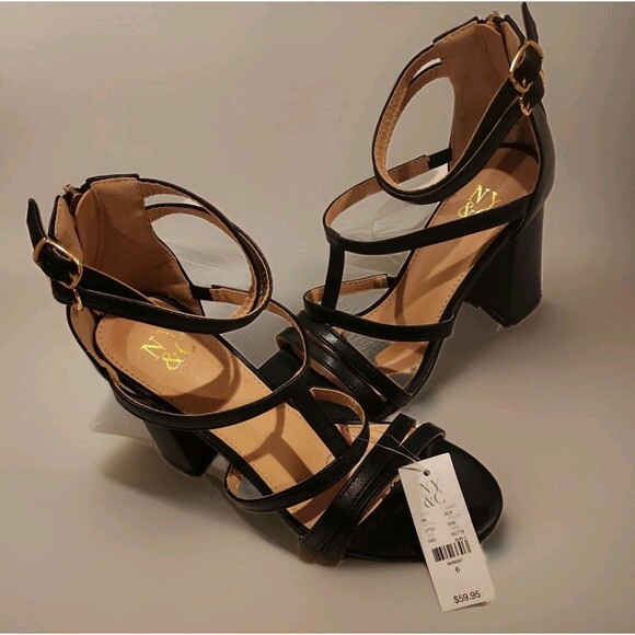 NWT New York & Company Women’s Black Slingback Sandals sz 6 Officewear Casual - Picture 1 of 9